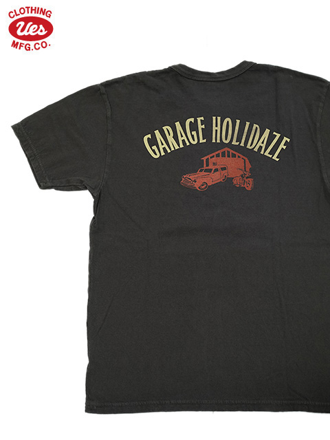 画像1: 【 UES（ウエス） 】　プリントTシャツ　[ GARAGE HOLIDAZE ] [ BLACK ] 【 メール便可 】