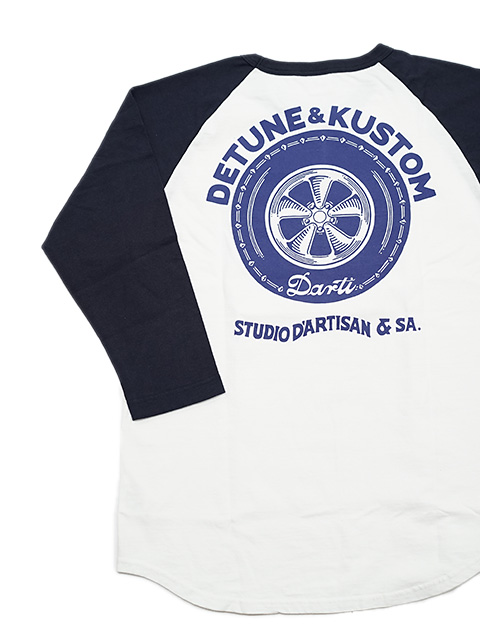 画像2: 【 STUDIO D'ARTISAN（ステュディオダルチザン） 】 ラグラン7分袖Tシャツ [ DARTI MOTORS ] [ WHITE x NAVY ] 【 メール便可 】