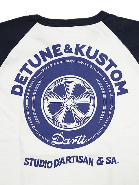画像6: 【 STUDIO D'ARTISAN（ステュディオダルチザン） 】 ラグラン7分袖Tシャツ [ DARTI MOTORS ] [ WHITE x NAVY ] 【 メール便可 】