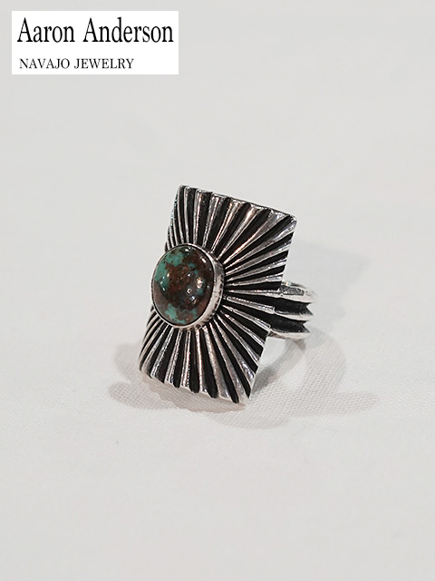 画像1: 【 Aaron Anderson（アーロンアンダーソン） 】 ターコイズサンバーストリング [ Turquois Sunburst Ring ] [ Royston Turquois ( ロイストンターコイズ ) ] [ 23号 ] 【 メール便可 】