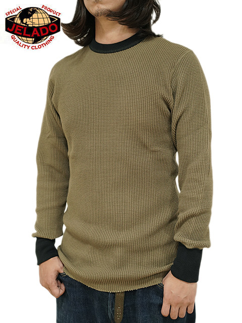画像1: 【 JELADO（ジェラード） 】　10/- MEGA ツートンクルーネックメガサーマル [ ATHLETIC BRAND ] [ Coyote x Black ]