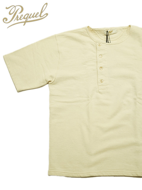 画像1: 【 PREQUEL（プリクエル） 】 半袖ヘンリースウェットシャツ [ Short Sleeve Henley Sweatshirt ] [ Natural ]