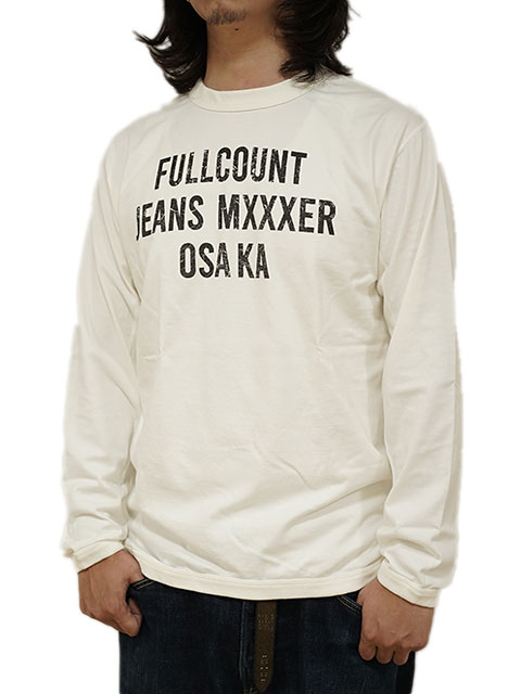 画像1: 【 FULLCOUNT（フルカウント） 】　ヘビーウエイトプリント L/S T-Shirt　[ Flat Seam Heavy Weight T-Shirt ] [ FULLCOUNT JEANS MXXXER OSAKA ] [ WHITE ] 【 メール便可 】 