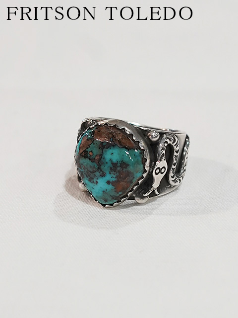 画像1: 【 Fritson Toledo　（フリットソントレド） 】 ターコイズスネークリング [ Turquoise Snake Ring ] [ Pilot Mt Turquois ( パイロットマウンテン ) ] [ 24号 ]