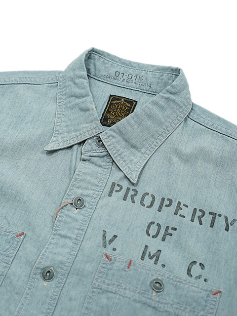 画像3: 【 GYPSY & SONS（ジプシー&サンズ） 】　シャンブレーワークシャツ 　[ 5oz CHAMBRAY WORK SHIRTS ] [ BLUE ] [ Used Wash ]
