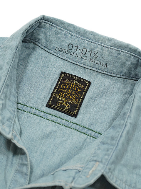 画像9: 【 GYPSY & SONS（ジプシー&サンズ） 】　シャンブレーワークシャツ 　[ 5oz CHAMBRAY WORK SHIRTS ] [ BLUE ] [ Used Wash ]