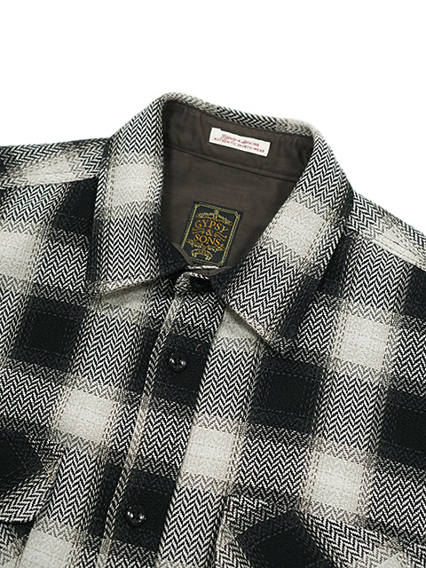 画像3: 【 GYPSY & SONS（ジプシー&サンズ） 】　オンブレーチェックシャツ 　[ HERRINGBONE OMBRE CHECK SHIRTS ] [ OFF x BLACK ]