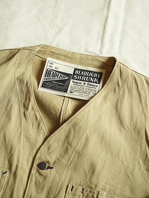 画像3: 【 HEAD LIGHT（ヘッドライト） 】　10oz. RANDOM HBT WORK VEST ( FULL SLEEVES ) [ 実名復刻モデル ]