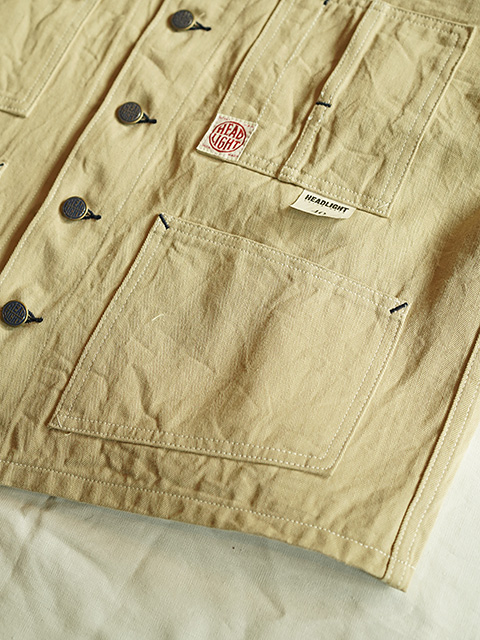 画像6: 【 HEAD LIGHT（ヘッドライト） 】　10oz. RANDOM HBT WORK VEST ( FULL SLEEVES ) [ 実名復刻モデル ]