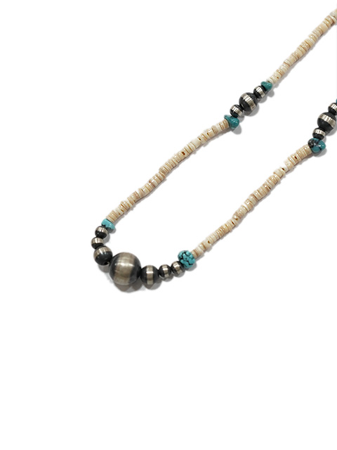 画像3: 【 Indian Jewelry（インディアン ジュエリー） 】 ナバホビーズネックレス [ Navajo Silver x  Turquoise x White Shell ] [ 72cm ] 【 メール便可 】