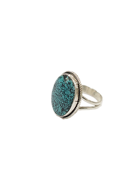 画像1: 【 Indian Jewelry（インディアン ジュエリー） 】 ターコイズリング [ Navajo Silver Ring ] [ Kingman Turquois ( キングマンターコイズ ) ] [ 17号 ]