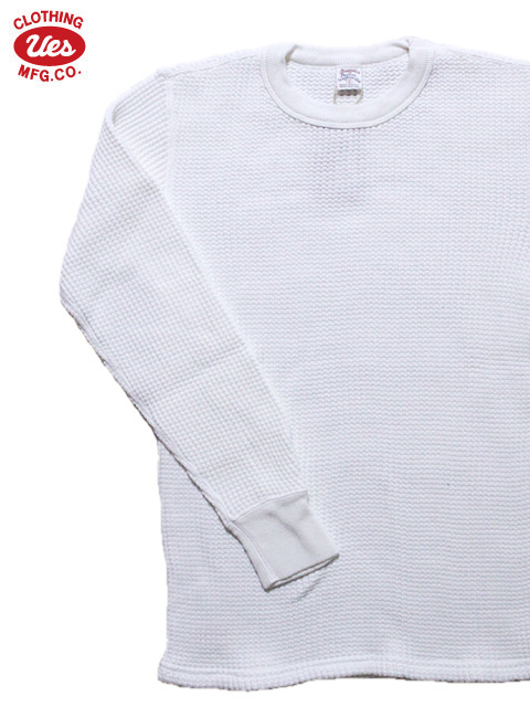 UES（ウエス） 】 ビッグワッフルクルーネックTシャツ [ Heavy Thermal ] [ WHITE ] - Lua