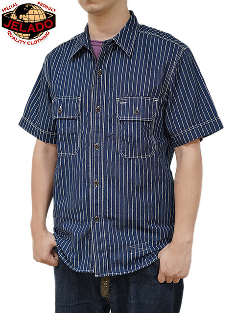 画像1: 【 JELADO（ジェラード） 】 半袖ウォバッシュワークシャツ [ Unionworkers S/S Shirt ] [ INDIGO WABASH ] 【 メール便可 】