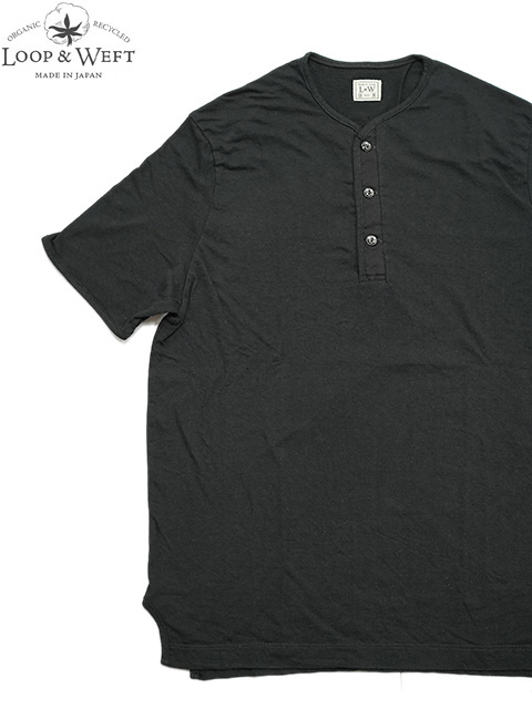 画像1: 【 Loop & Weft（ループアンドウエフト） 】　スーピマコットンヘンリー [ SUPIMA COTTON EDGE PIPING CLASSIC HENLEY ] [ A.BLACK ] 【 メール便可 】