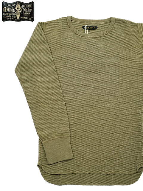 画像1: 【 ORGUEIL（オルゲイユ） 】 竹目サーマルクルーネックTシャツ [ Thermal Crew Neck T-Shirt ] [ Khaki ]