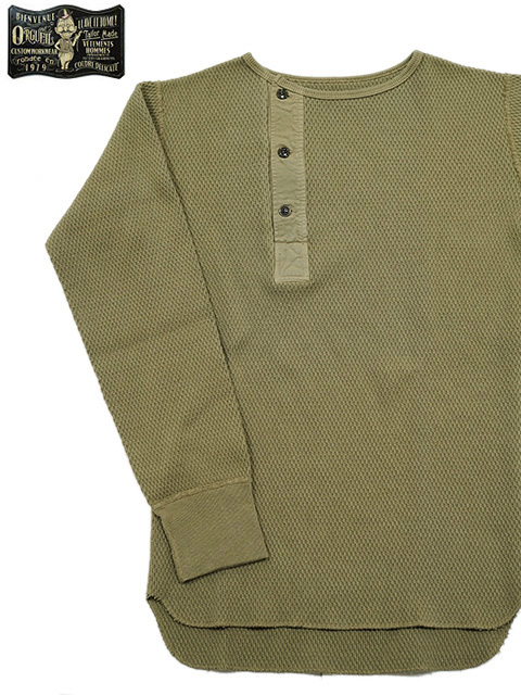 画像1: 【 ORGUEIL（オルゲイユ） 】 竹目サーマルヘンリーネックTシャツ [ Thermal Henry Neck T-Shirt ] [ Khaki ]