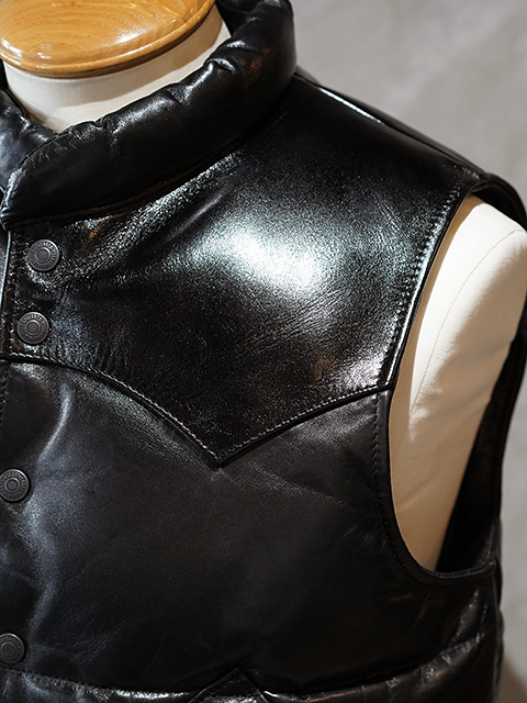 画像6: 【 Y'2 LEATHER（ワイツーレザー） 】　Oil Soft Horse × Aniline Horse Down Vest [ 馬革 ] [ Black x Black ]