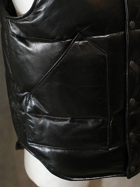 画像7: 【 Y'2 LEATHER（ワイツーレザー） 】　Oil Soft Horse × Aniline Horse Down Vest [ 馬革 ] [ Black x Black ]