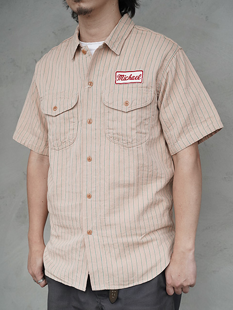 画像2: 【 SUGAR CANE（シュガーケン） 】 半袖コークストライプワークシャツ [ COKE STRIPE WORK SHIRTS ] [ BEIGE ]