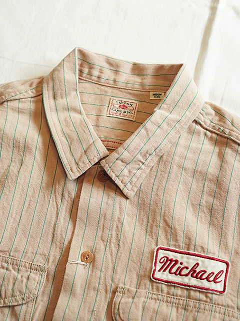 画像3: 【 SUGAR CANE（シュガーケン） 】 半袖コークストライプワークシャツ [ COKE STRIPE WORK SHIRTS ] [ BEIGE ]