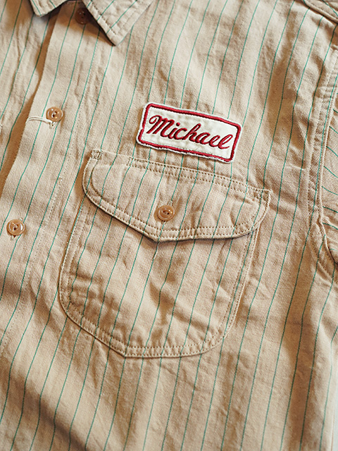 画像4: 【 SUGAR CANE（シュガーケン） 】 半袖コークストライプワークシャツ [ COKE STRIPE WORK SHIRTS ] [ BEIGE ]