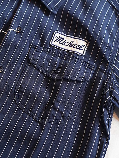 画像5: 【 SUGAR CANE（シュガーケン） 】 半袖コークストライプワークシャツ [ COKE STRIPE WORK SHIRTS ] [ NAVY ]