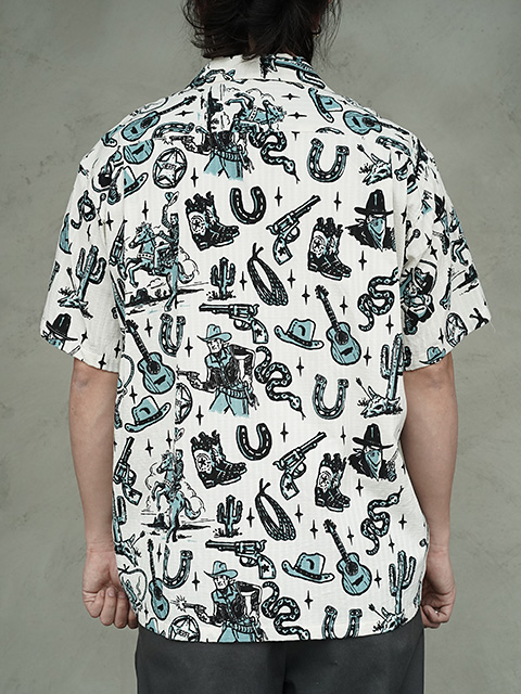 画像2: 【 STAR OF HOLLYWOOD × VINCE RAY（スターオブハリウッド × ヴィンスレイ） 】　S/S DOBBY COTTON OPEN SHIRT [ THE WESTERNER ] [ BLUE ]