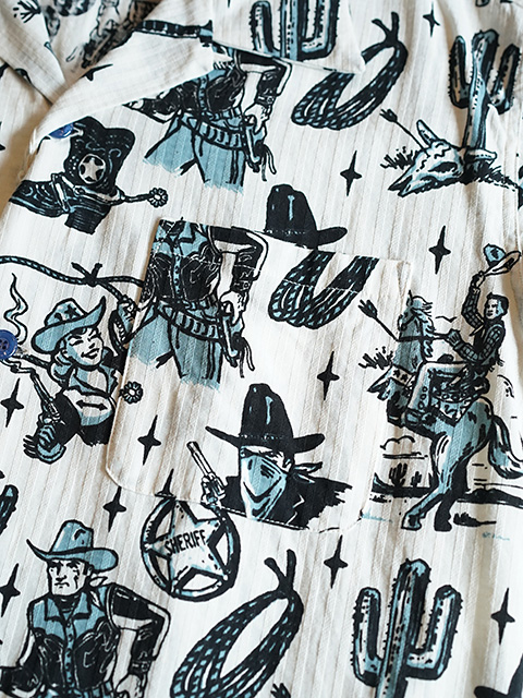 画像4: 【 STAR OF HOLLYWOOD × VINCE RAY（スターオブハリウッド × ヴィンスレイ） 】　S/S DOBBY COTTON OPEN SHIRT [ THE WESTERNER ] [ BLUE ]