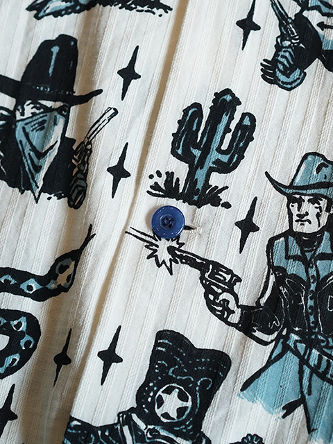 画像7: 【 STAR OF HOLLYWOOD × VINCE RAY（スターオブハリウッド × ヴィンスレイ） 】　S/S DOBBY COTTON OPEN SHIRT [ THE WESTERNER ] [ BLUE ]