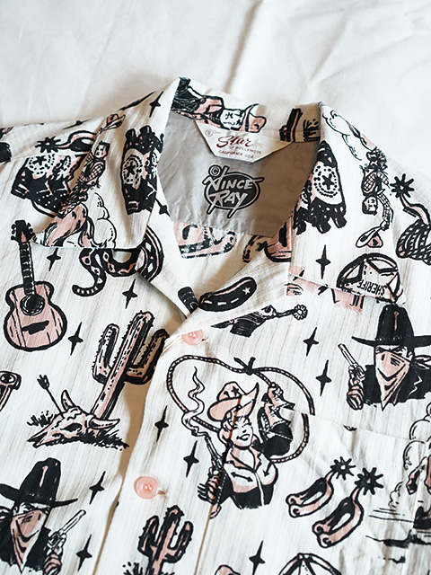 画像3: 【 STAR OF HOLLYWOOD × VINCE RAY（スターオブハリウッド × ヴィンスレイ） 】　S/S DOBBY COTTON OPEN SHIRT [ THE WESTERNER ] [ PINK ]