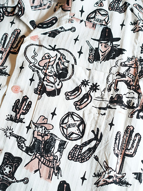 画像4: 【 STAR OF HOLLYWOOD × VINCE RAY（スターオブハリウッド × ヴィンスレイ） 】　S/S DOBBY COTTON OPEN SHIRT [ THE WESTERNER ] [ PINK ]