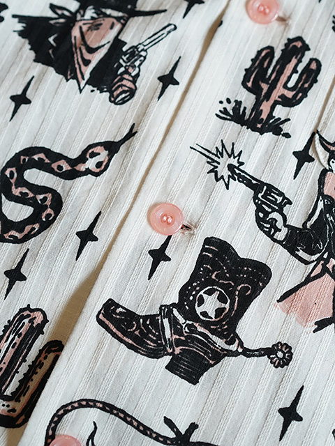 画像7: 【 STAR OF HOLLYWOOD × VINCE RAY（スターオブハリウッド × ヴィンスレイ） 】　S/S DOBBY COTTON OPEN SHIRT [ THE WESTERNER ] [ PINK ]
