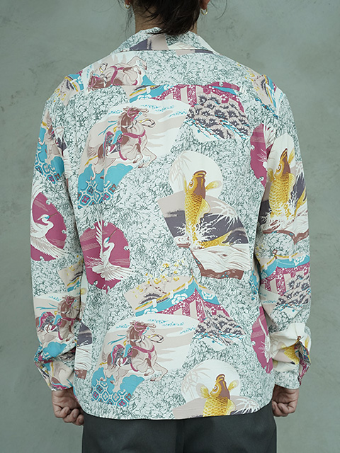 画像2: 【 SUN SURF（サンサーフ） 】 長袖アロハシャツ L/S HAWAIIAN SHIRT [ JAPANESE QUAINT DESIGN ] [ GRAY ]