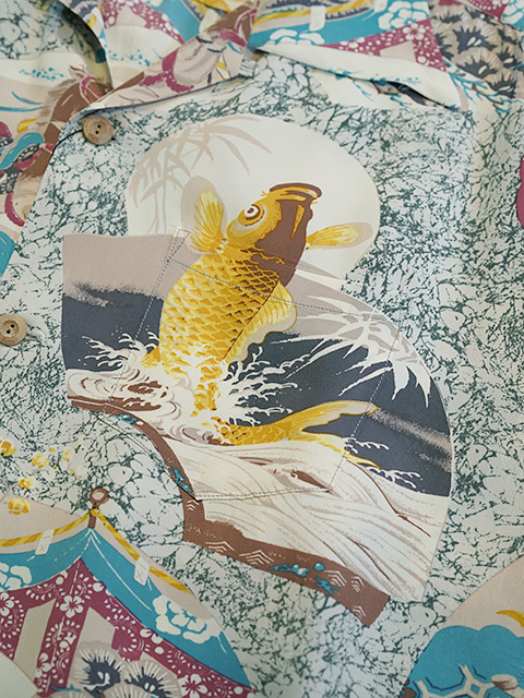 画像4: 【 SUN SURF（サンサーフ） 】 長袖アロハシャツ L/S HAWAIIAN SHIRT [ JAPANESE QUAINT DESIGN ] [ GRAY ]
