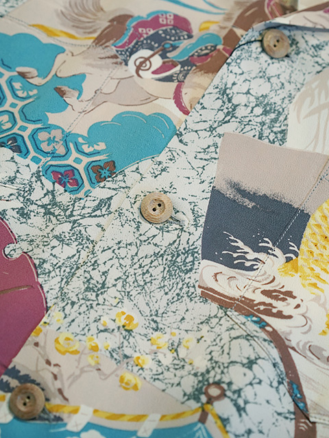 画像6: 【 SUN SURF（サンサーフ） 】 長袖アロハシャツ L/S HAWAIIAN SHIRT [ JAPANESE QUAINT DESIGN ] [ GRAY ]