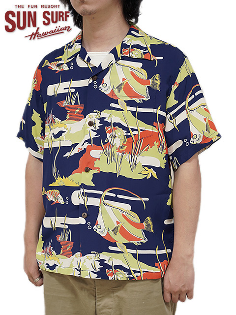 画像1: 【 SUN SURF（サンサーフ） 】 半袖アロハシャツ S/S HAWAIIAN SHIRT [ MOORISH IDOL ] [ NAVY ]