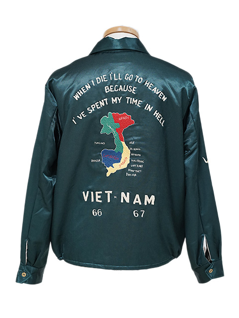 画像3: 【 TAILOR東洋（テーラートウヨウ） 】 サテンベトジャン [ Mid 1960s Style Satin Vietnam Jacket ] [ VIET-NAM MAP ] [ GREEN ]