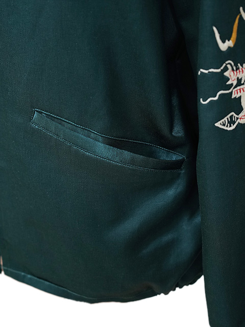画像9: 【 TAILOR東洋（テーラートウヨウ） 】 サテンベトジャン [ Mid 1960s Style Satin Vietnam Jacket ] [ VIET-NAM MAP ] [ GREEN ]