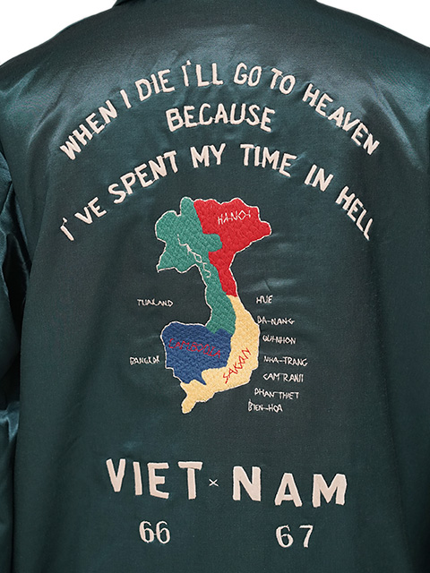 画像12: 【 TAILOR東洋（テーラートウヨウ） 】 サテンベトジャン [ Mid 1960s Style Satin Vietnam Jacket ] [ VIET-NAM MAP ] [ GREEN ]