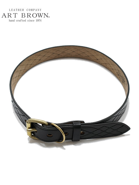 画像1: 【 ART BROWN（アートブラウン） 】　ダイヤモンドステッチベルト [ 35mm幅 ] [ HORWEEN CHROMEXCEL LEATHER ] [ BLACK ]